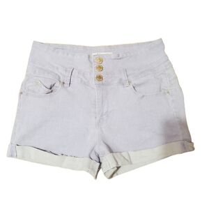 High Rise Cuffed Light Wash Five Pocket Denim Shorts Stretchy Y2k